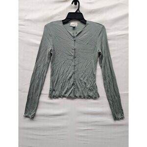 Universal Thread Womens Ribbed Cardigan Green Rayon Blend Casual Size Small